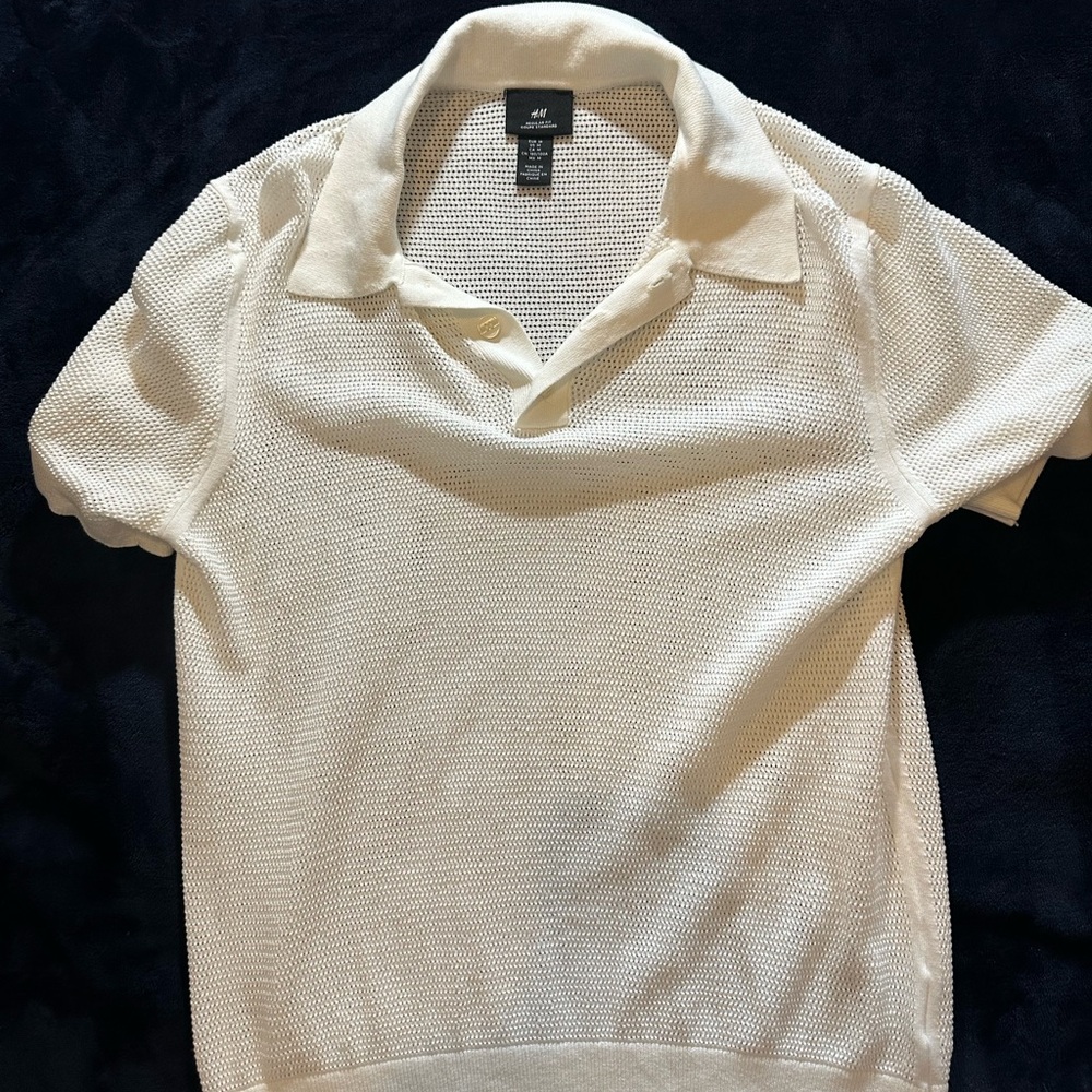 H&M White Short Sleeve Polo Shirt